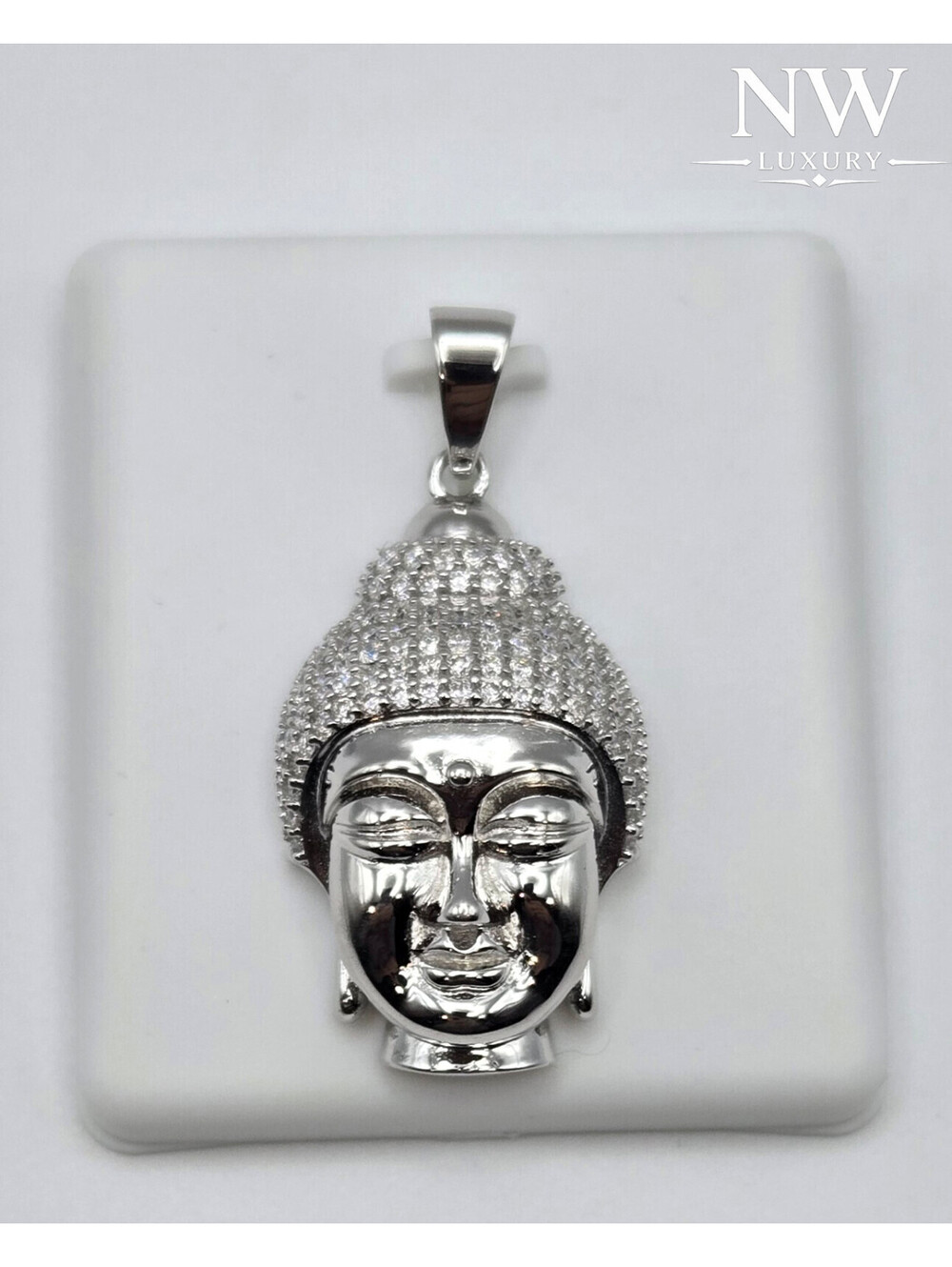 NEW Solid 925 Sterling Silver Buddha Meditation Pendant 4.0CTW MOISSANITE,  USA